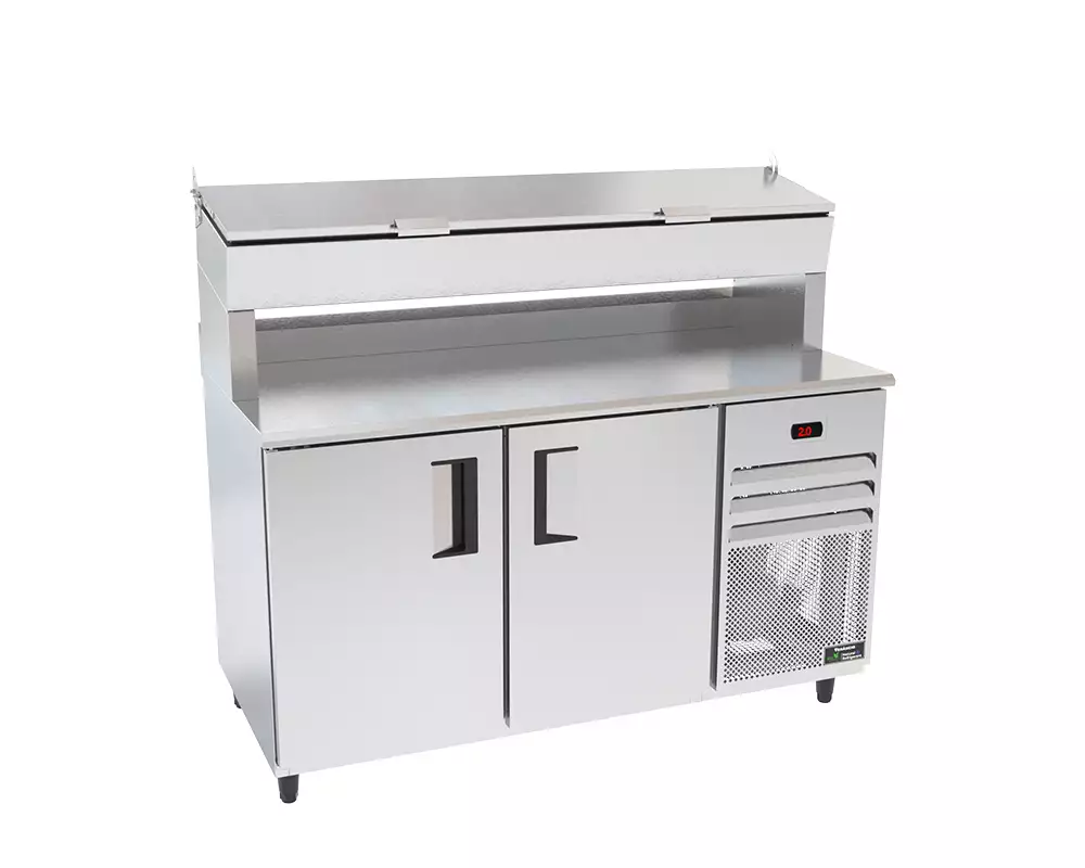 Mostrador de Servicio Refrigerado con Condimentera Venâncio Standard - Alto - 1,5 metros